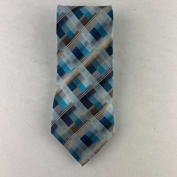 StateMents Blue Aqua Geometric Necktie Tie - Picture 2 of 6